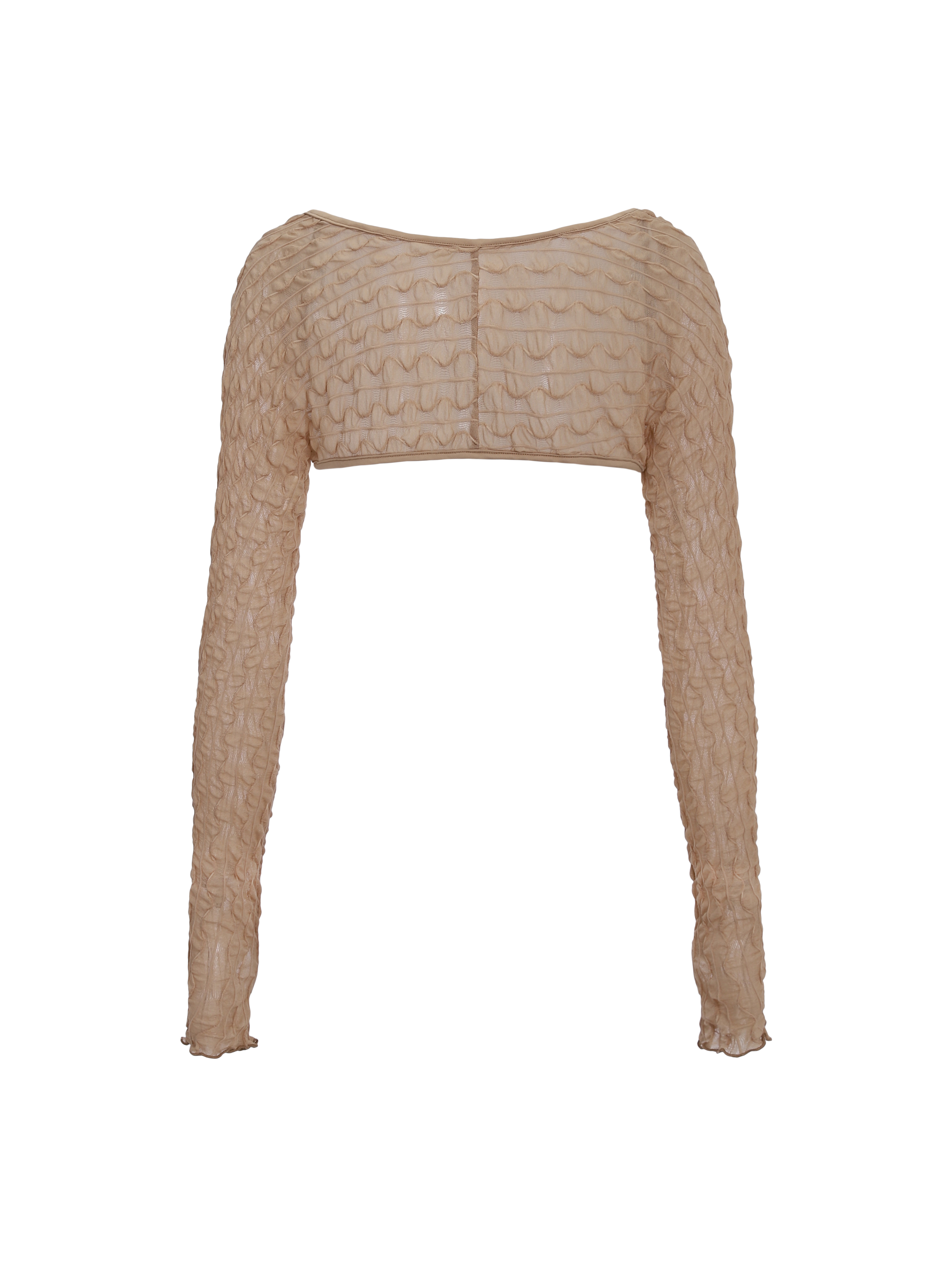 Boléro beige texturé à manches longues