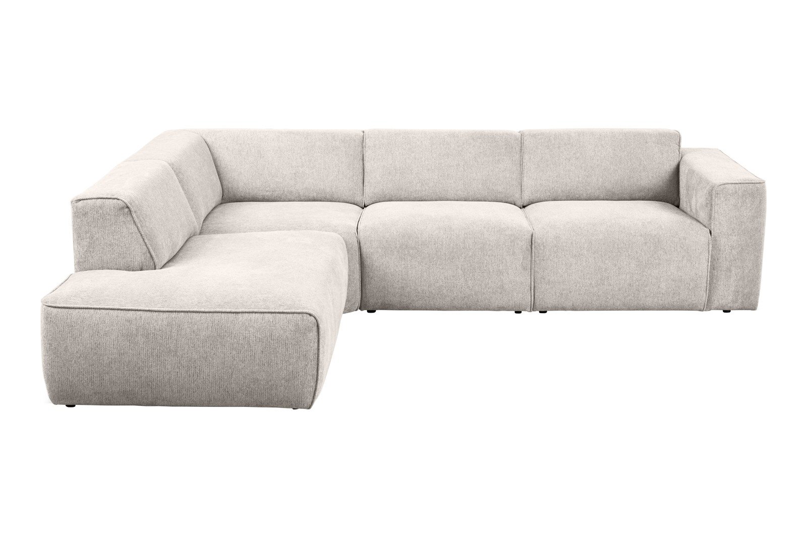Enjoy hjørnesofa 2,5-seter åpen ende venstre i tekstil Mito 01 Antique White med sorte ben