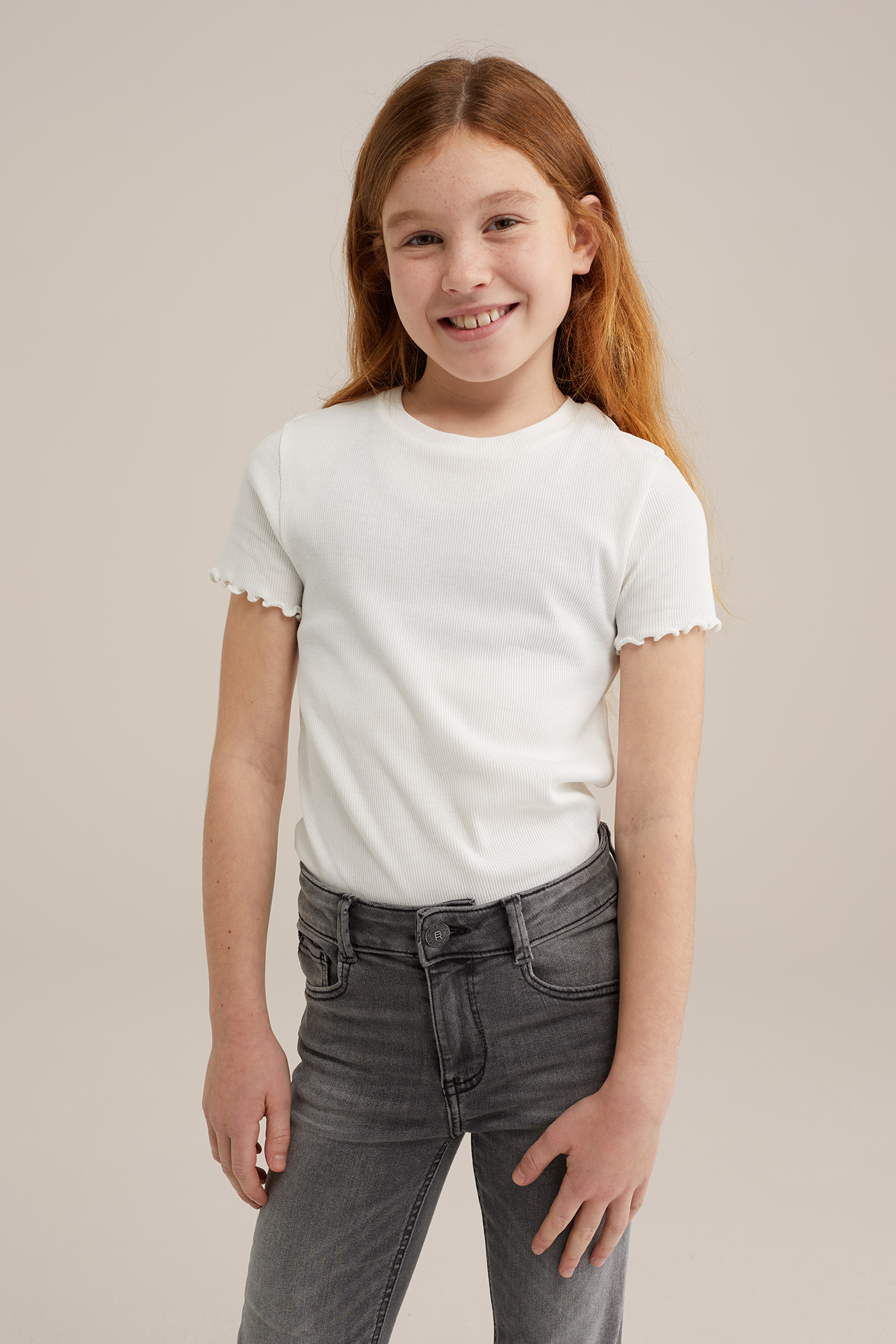 Meisjes geribd T-shirt, 2-pack WE Fashion Multikleur