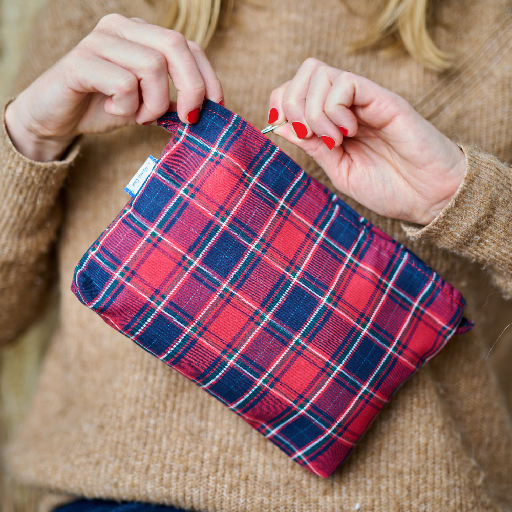 Pochette Tissu Tartan Rouge