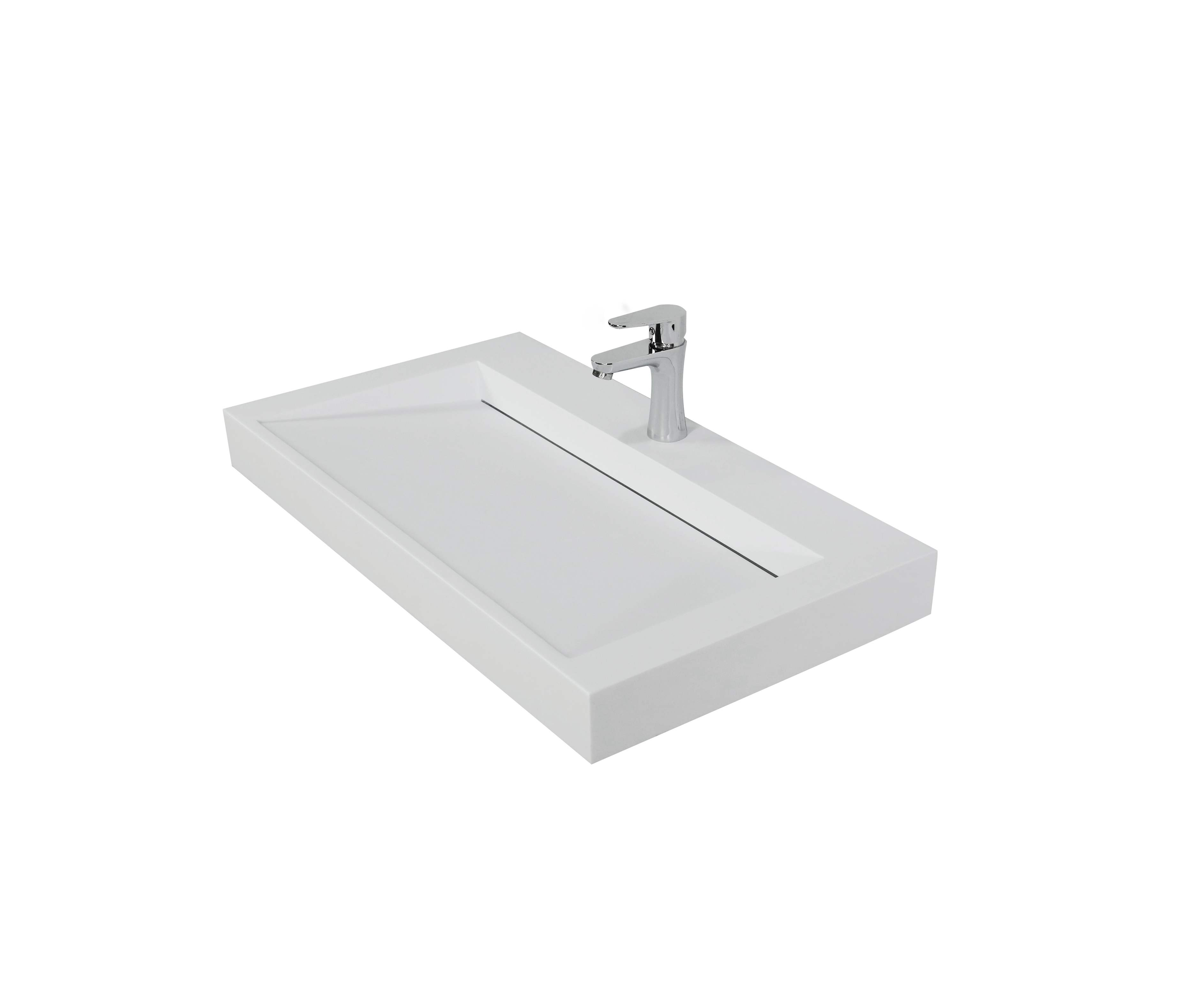 Saniclear Hoya solid surface wastafel 80x45,5cm met kraangat mat wit