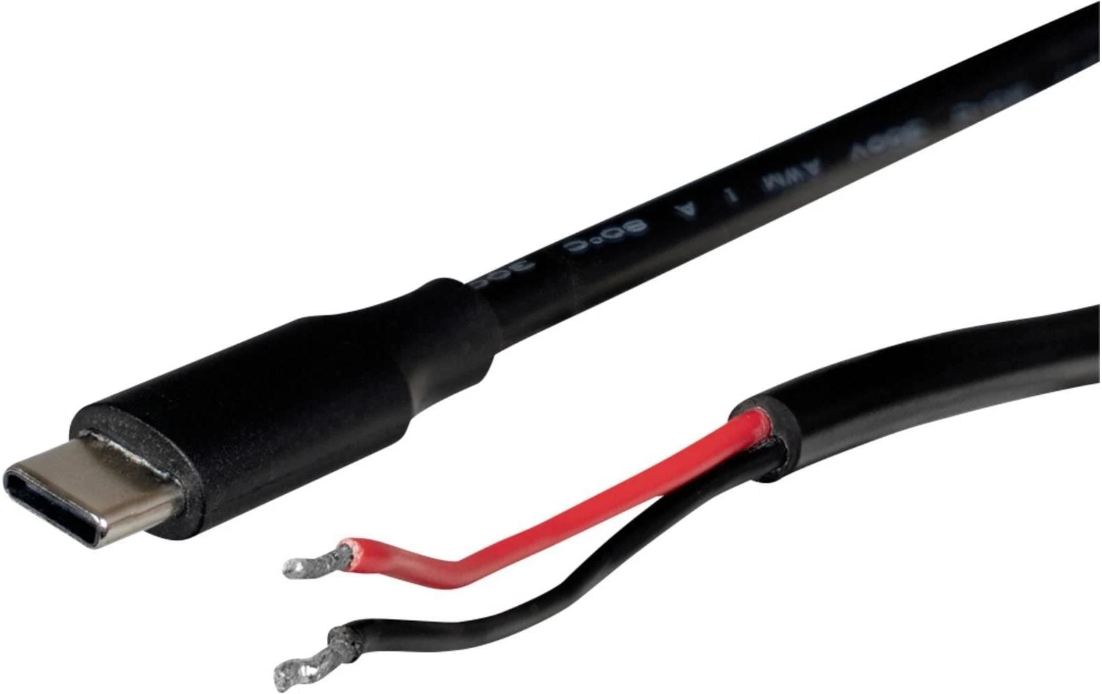 Strom-Kabel USB C - Kein 1 mUSB-C Stromkabel mit offenen Enden, 5A, 1 Meter