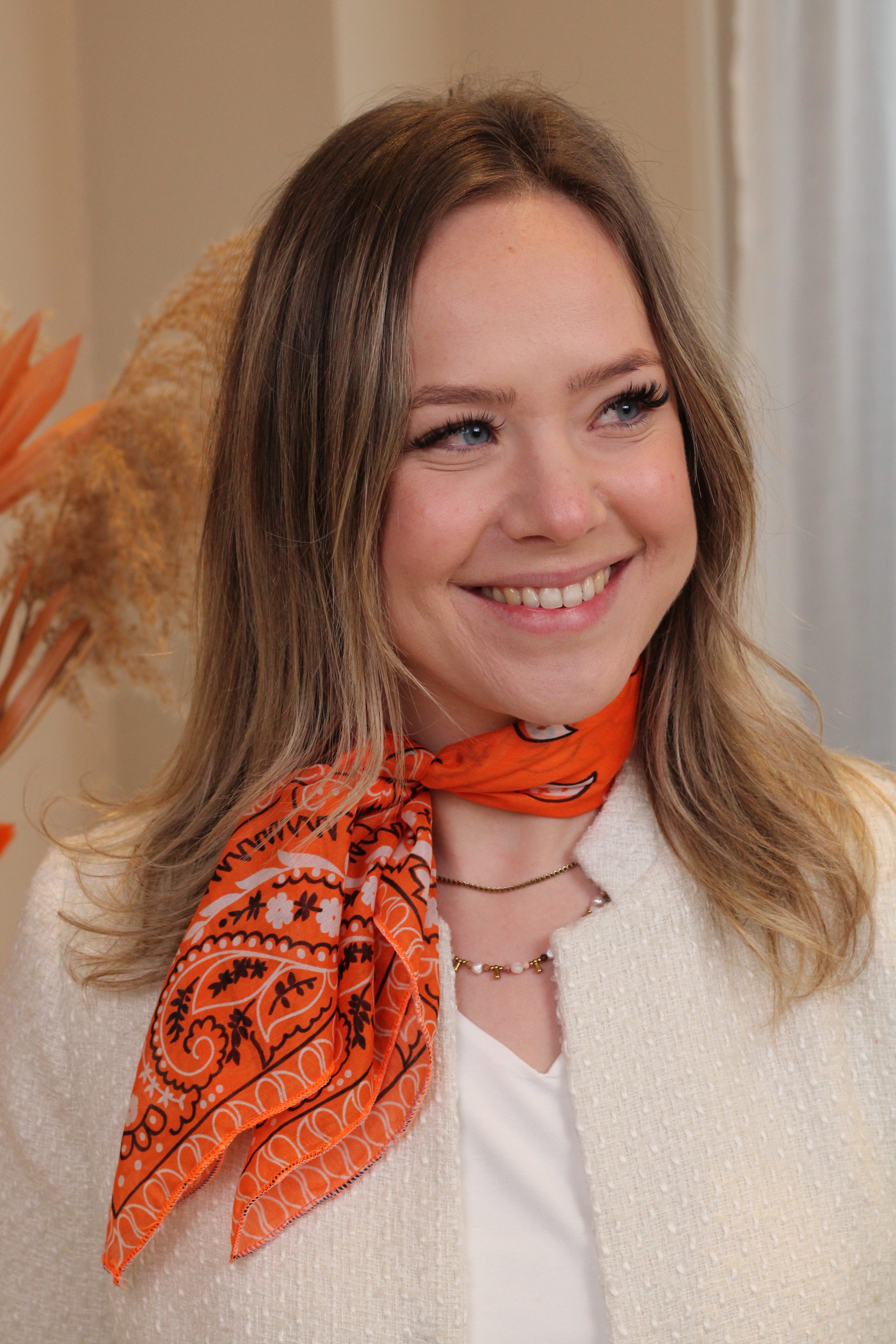 Amalia Sjaaltje - Oranje/Print