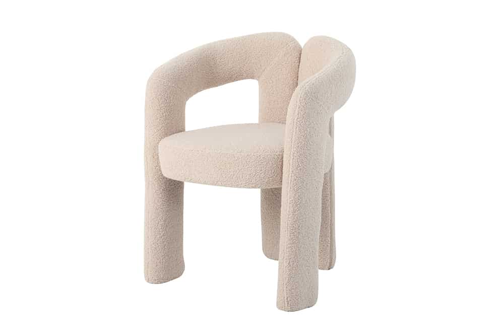 Design Stuhl ARCH beige Teddy Fleece mit Armlehne Rundum-Bezug