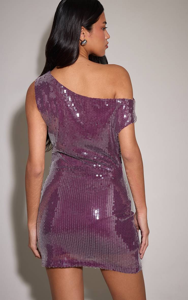 Violet Robe Mini Asymétrique À Sequins