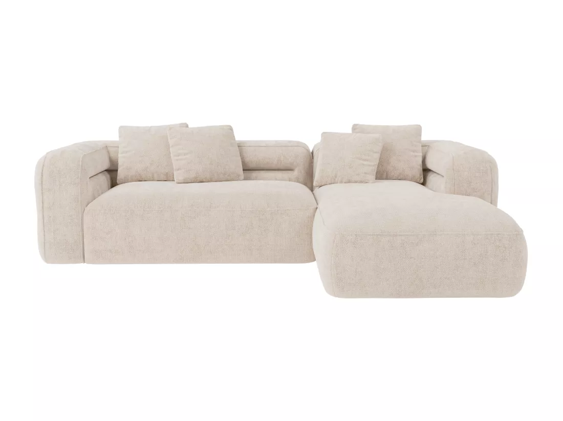Canapé d'angle droit en tissu texturé beige TREVALIS