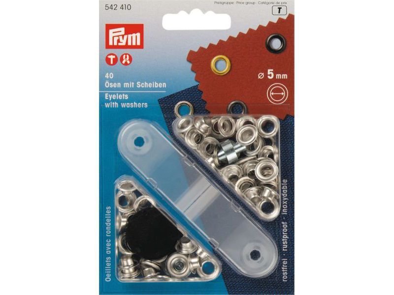 Prym Öse mit Scheibe, Messing vernickelt
