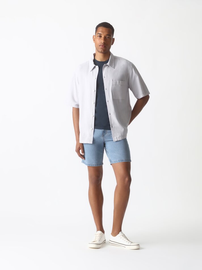 Camiseta básica slim fit - Azul-marinho
