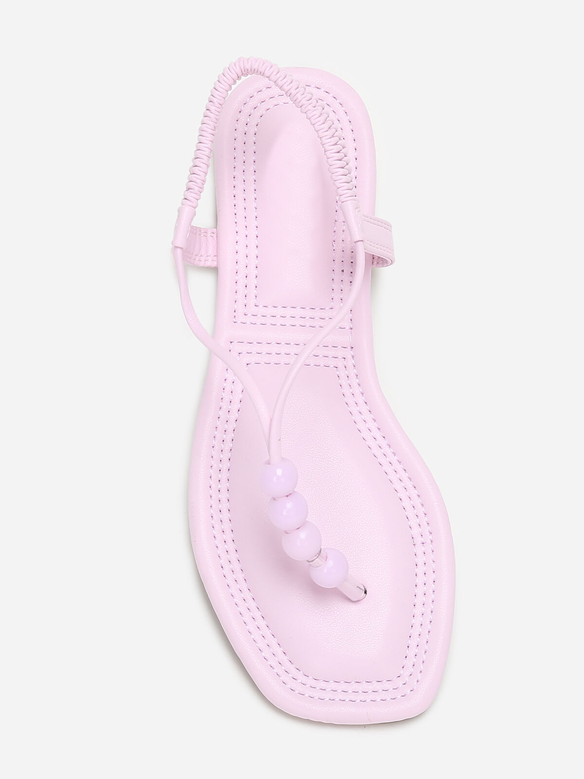 Nu-pieds carrés à perles- Rose