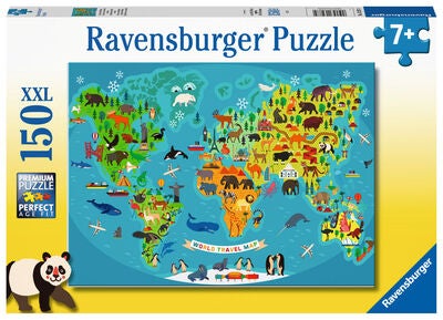 Ravensburger Puslespill Dyr Verdenskart 150 Biter