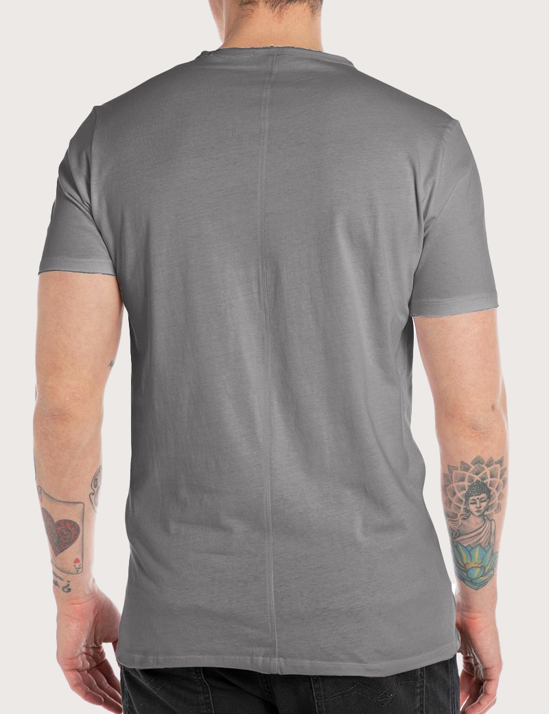 REPLAY T-SHIRT HOMME MANCHES COURTES COL ROND TITANE