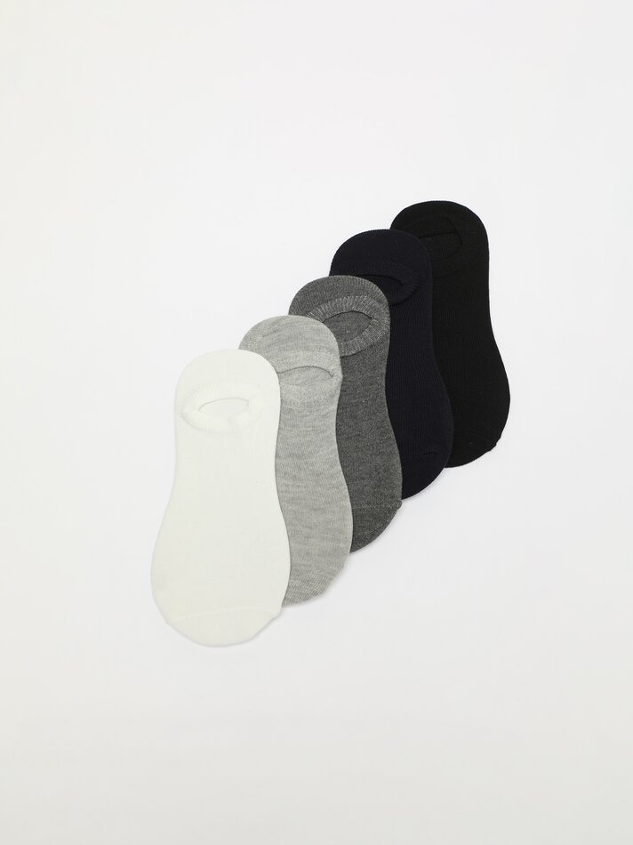 Pacote com 5 pares de meias invisíveis básicas - Azuis