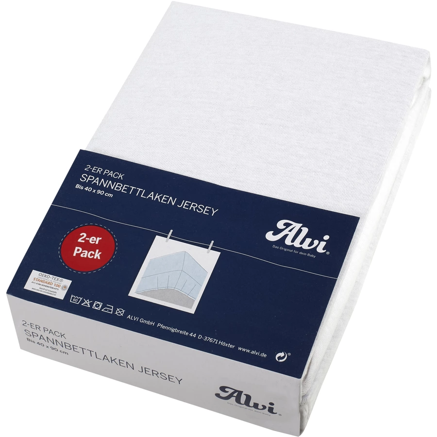 Alvi® Spannbettlaken Doppelpack weißweiß 40 x 90 cm