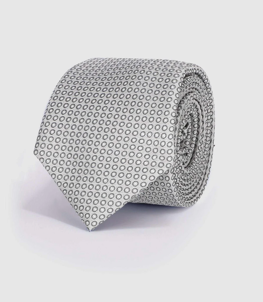 Cravate en soie à motifs gris