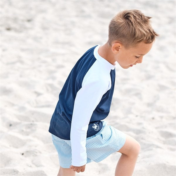 Køb Petit Crabe Blue/White Raglan UV Badebluse