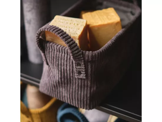 Panier rectangle en velour côtelé 