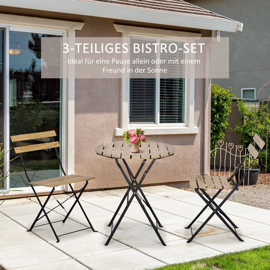 Outsunny Gartenmöbel-Set mit Klappfunktion natur