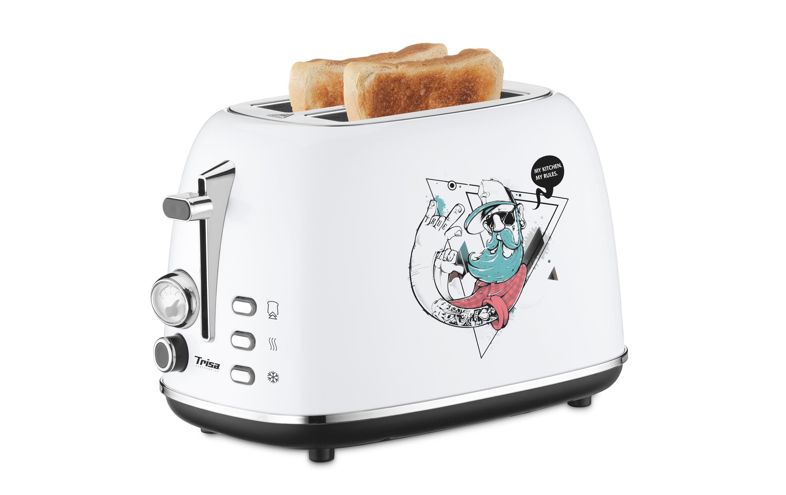 Toaster Street Art WeissCooler Zwei Scheiben Toaster im Graffiti Design