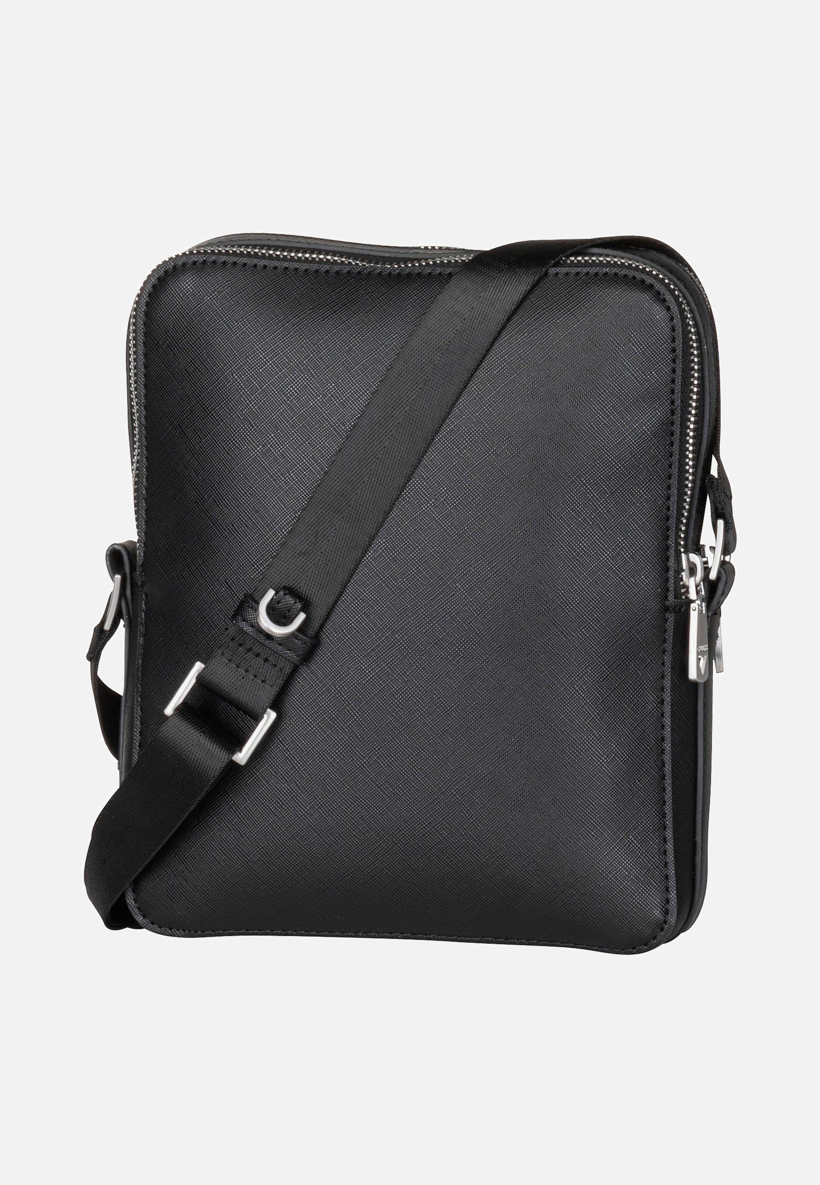 Torino Saffiano Eco Double Zip Black - Crossbody Bag