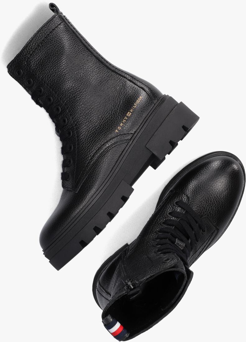 TOMMY HILFIGER zwarte tommy hilfiger veterboots monochromatic lace up boot