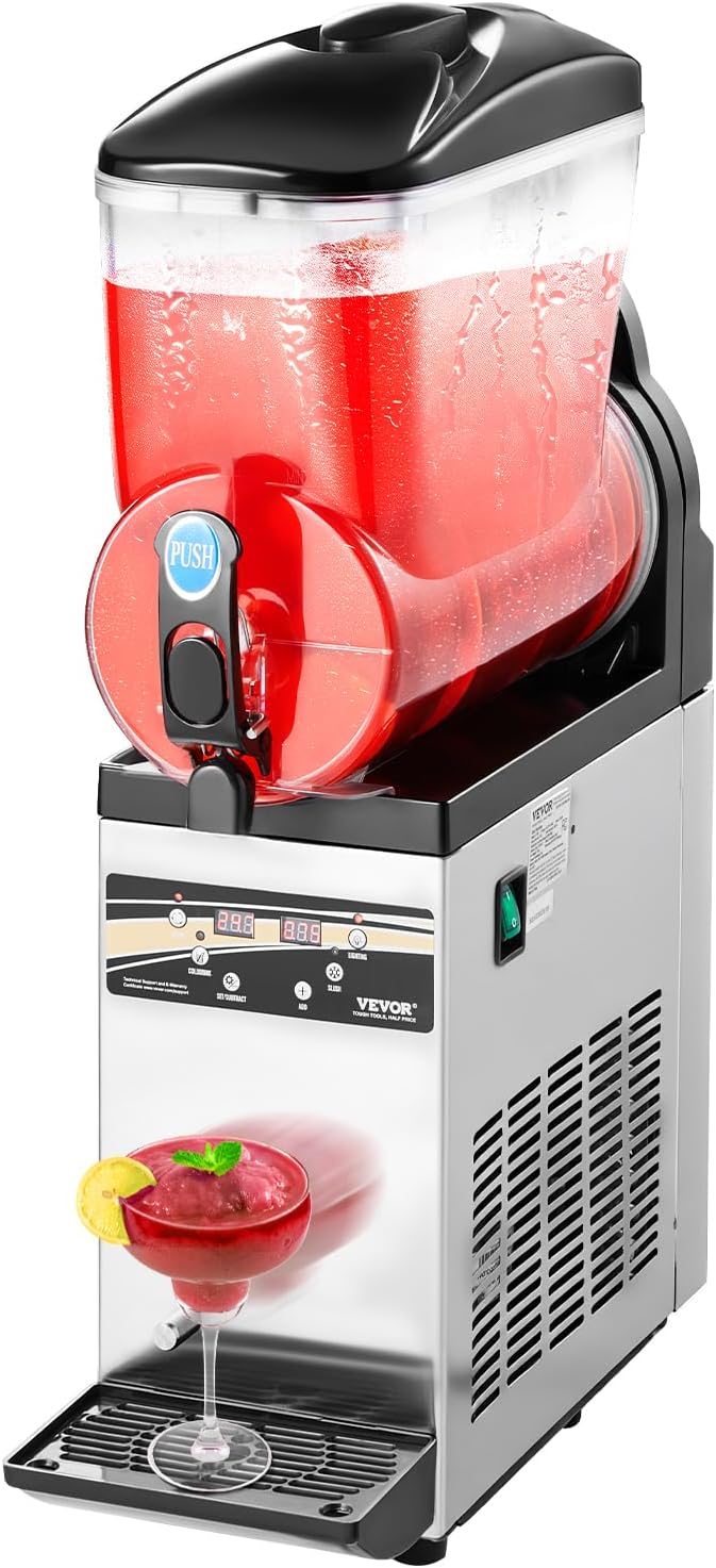 VEVOR kommerzieller Frozen Drink Maker, 15 L Slush-Maschine 60 Tassen Margarita-Smoothie-Maschine aus Edelstahl, Slush-Maker für Zuhause Partys Restaurants Cafés Bars