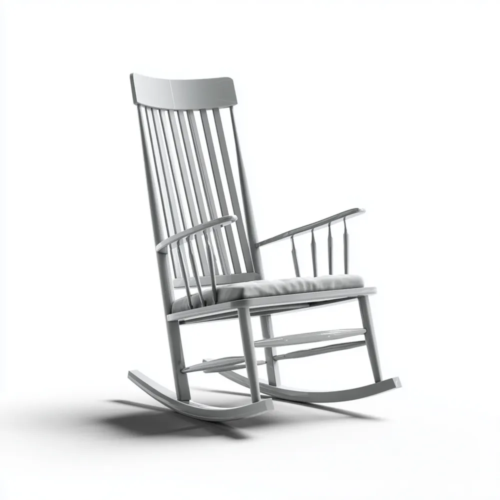 Schaukelstuhl aus Massivholz 105x65x90 cm – Weiß