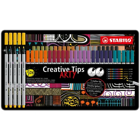 Multi-Liner-Set - STABILO Creative Tips - ARTY - 50er Metalletui - URBAN - in 10 verschiedenen Farben