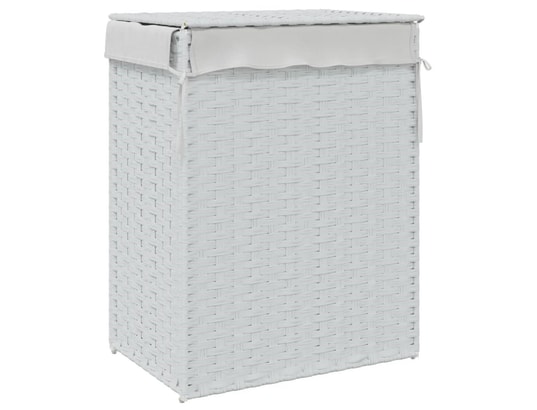 VIDAXL - Panier à linge avec couvercle blanc 46x33x60 cm résine tress...