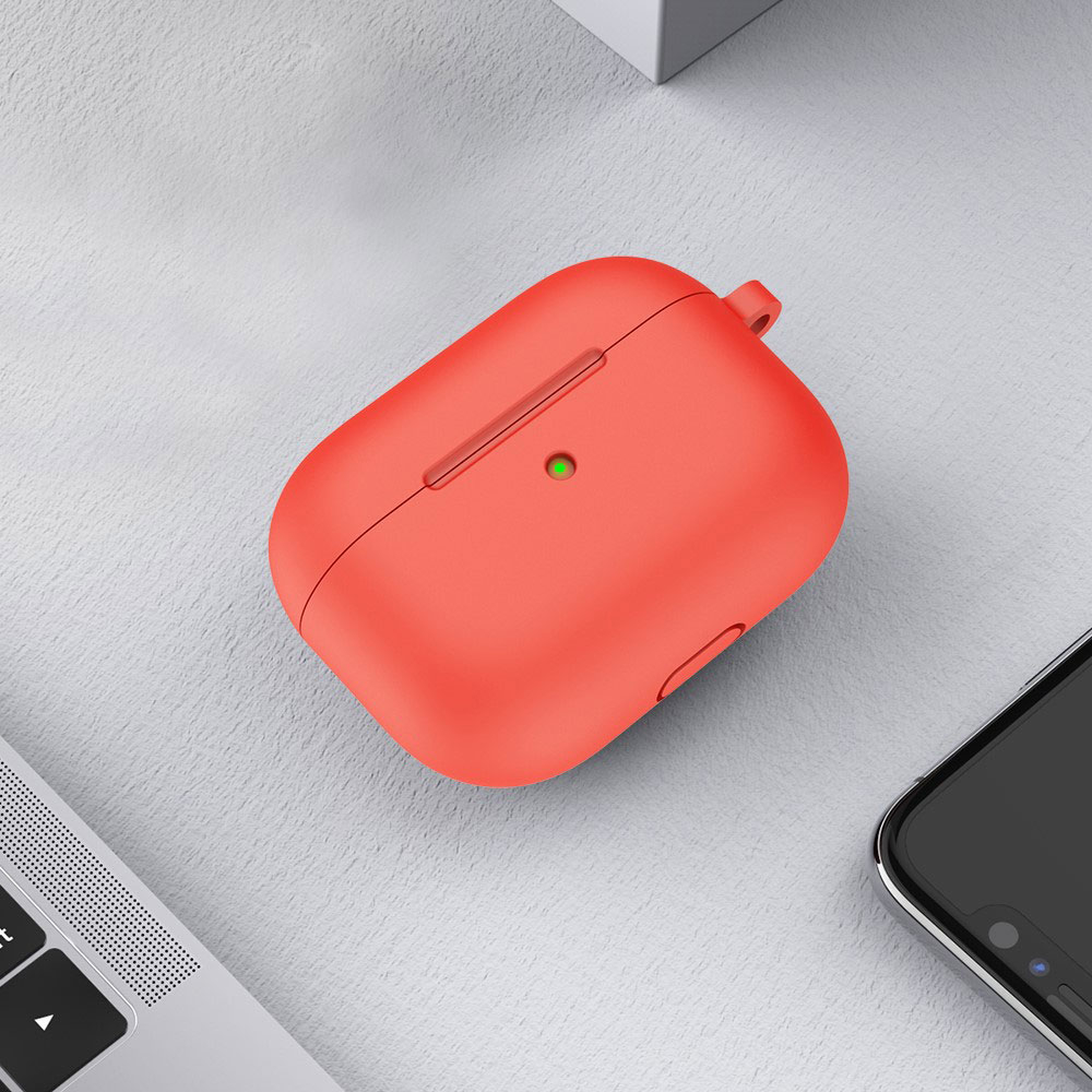 AirPods (3. Generation) Silikon Schutzhülle Abdeckung mit Karabinerhaken - Rot