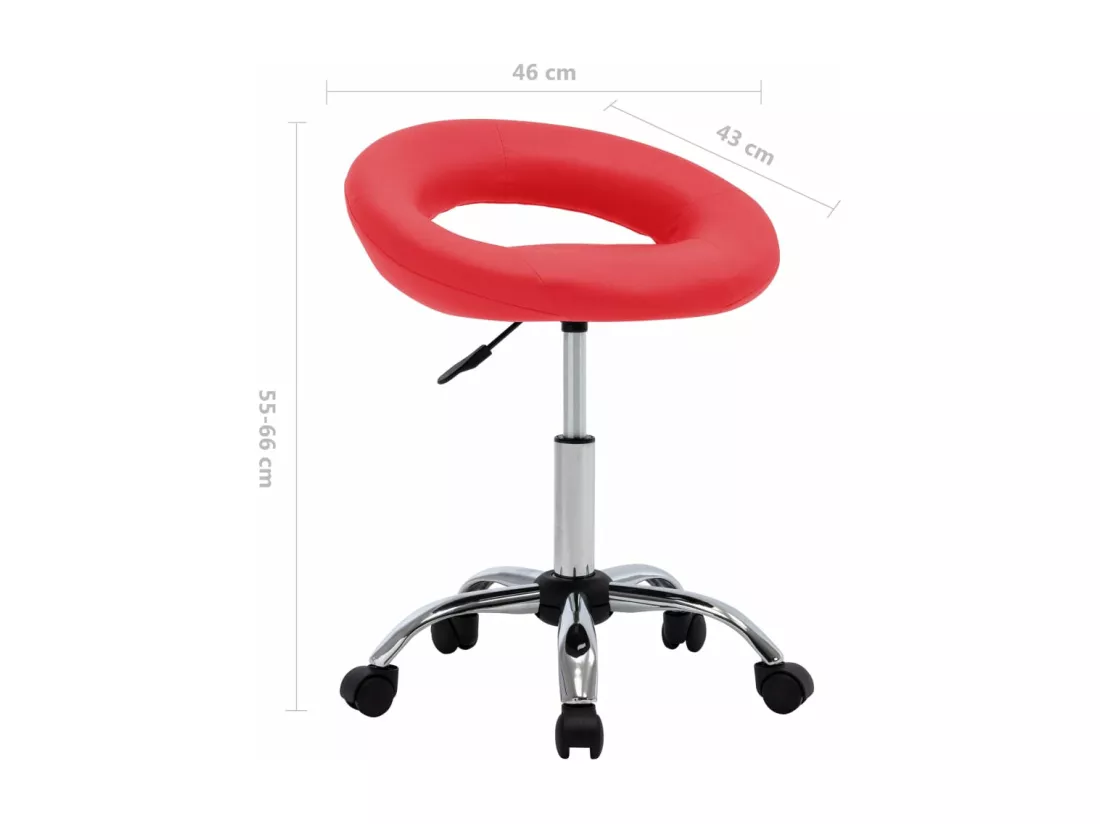 Chaise de travail roulante Rouge Similicuir