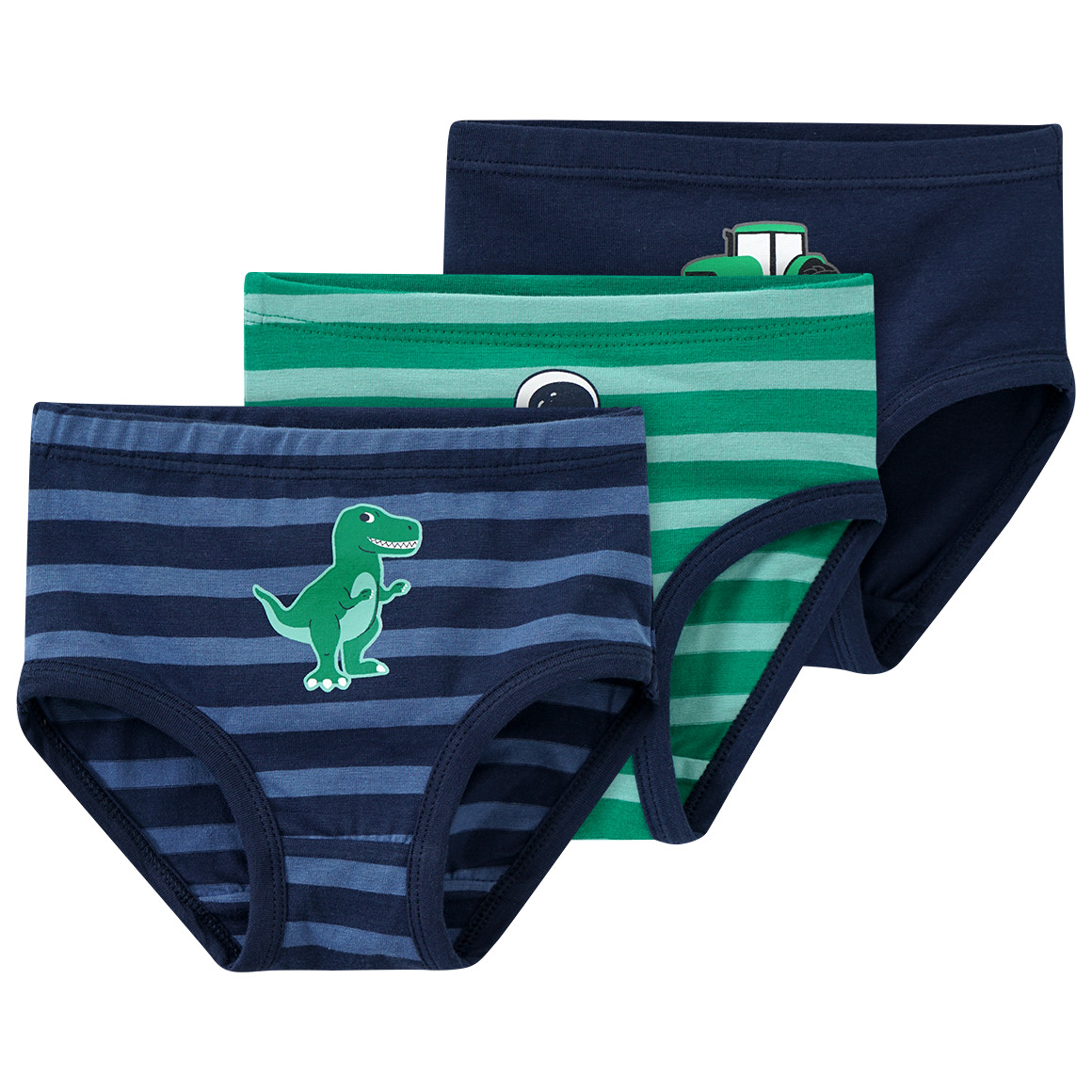 Topomini 3 Baby Slips in verschiedenen Dessins grün / blau / dunkelblau