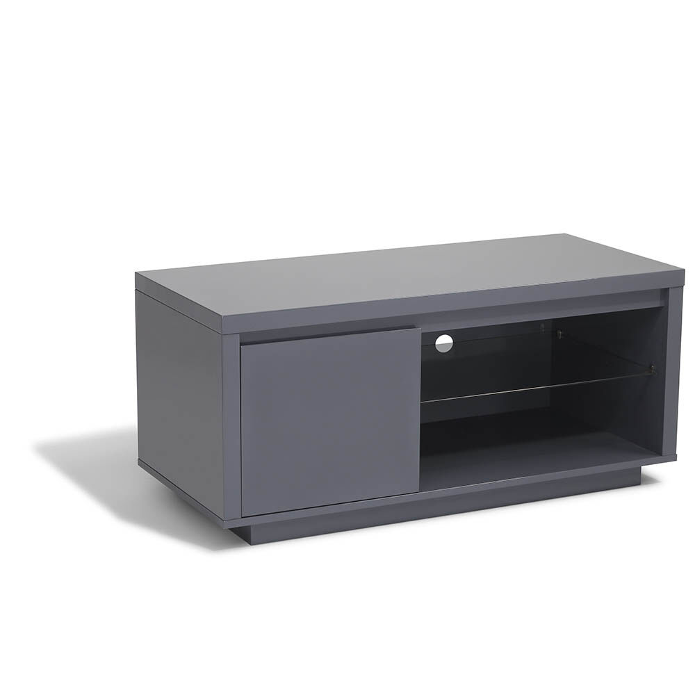 Meuble TV Luminosa effet laqué gris anthracite 1 porte