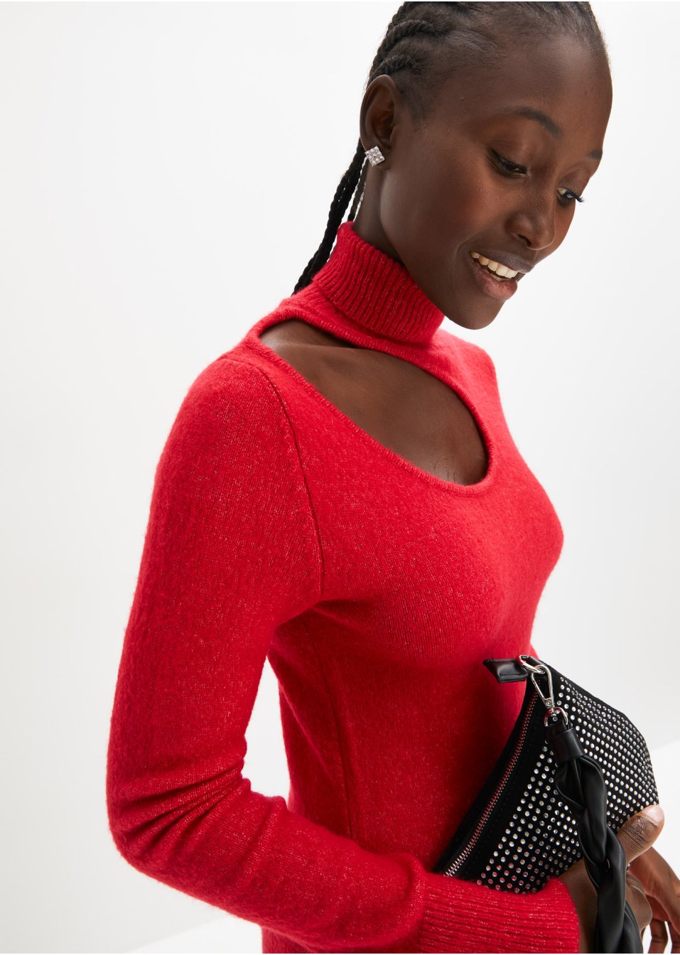 Robe longue en maille avec découpes