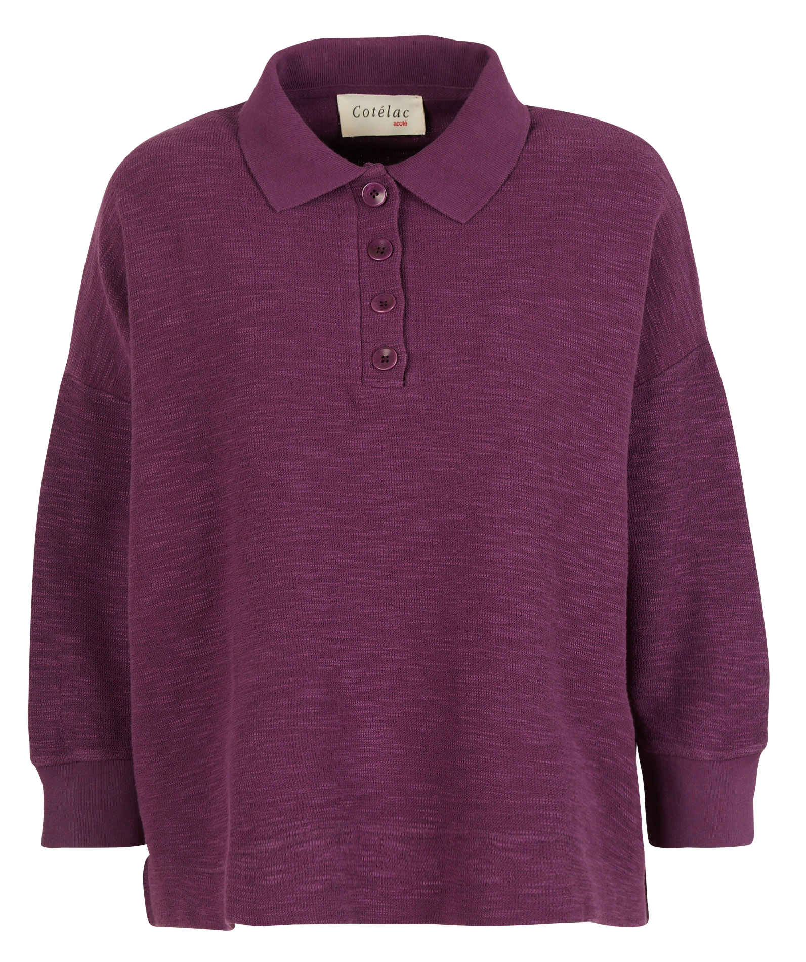 MARCIA - Polo oversized manches 3/4 en coton mélangé | Violet