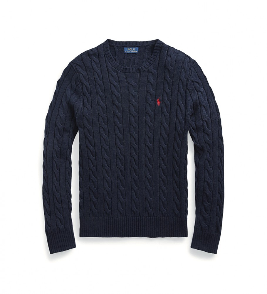 Suéter Ralph Lauren azul-marinho de algodão com tranças