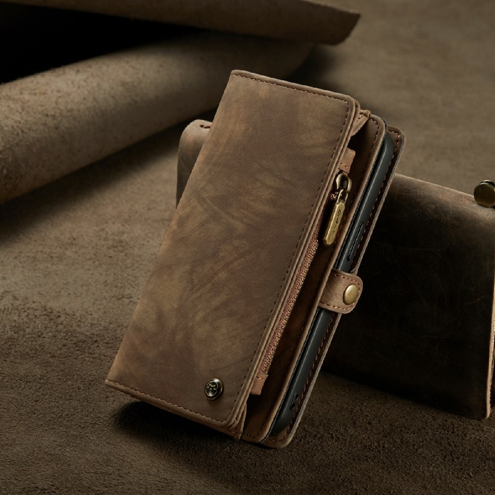 iPhone 13 2in1 Leder Tasche   Magnet Hardcase Karten Etui - Braun