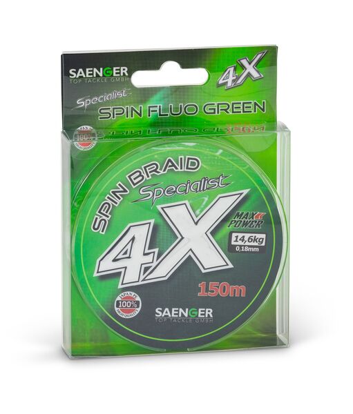 Tresse Saenger 4X Specialist Spin Braid Vert Fluo 150m