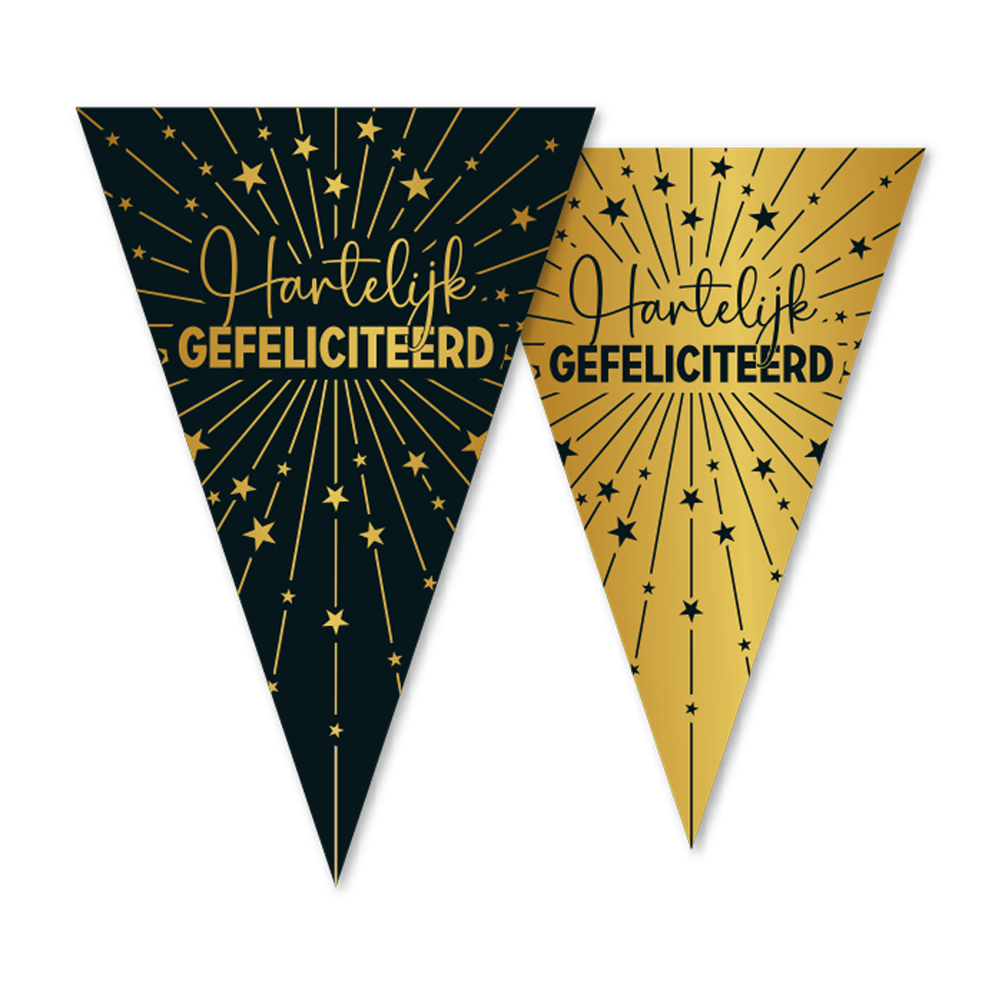 Hartelijk Gefeliciteerd Slinger Goud Zwart 10m