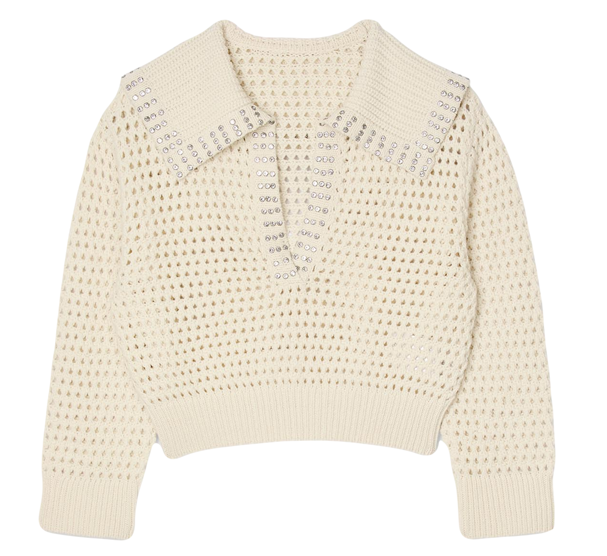 Pull en laine à col vareuse | Blanc