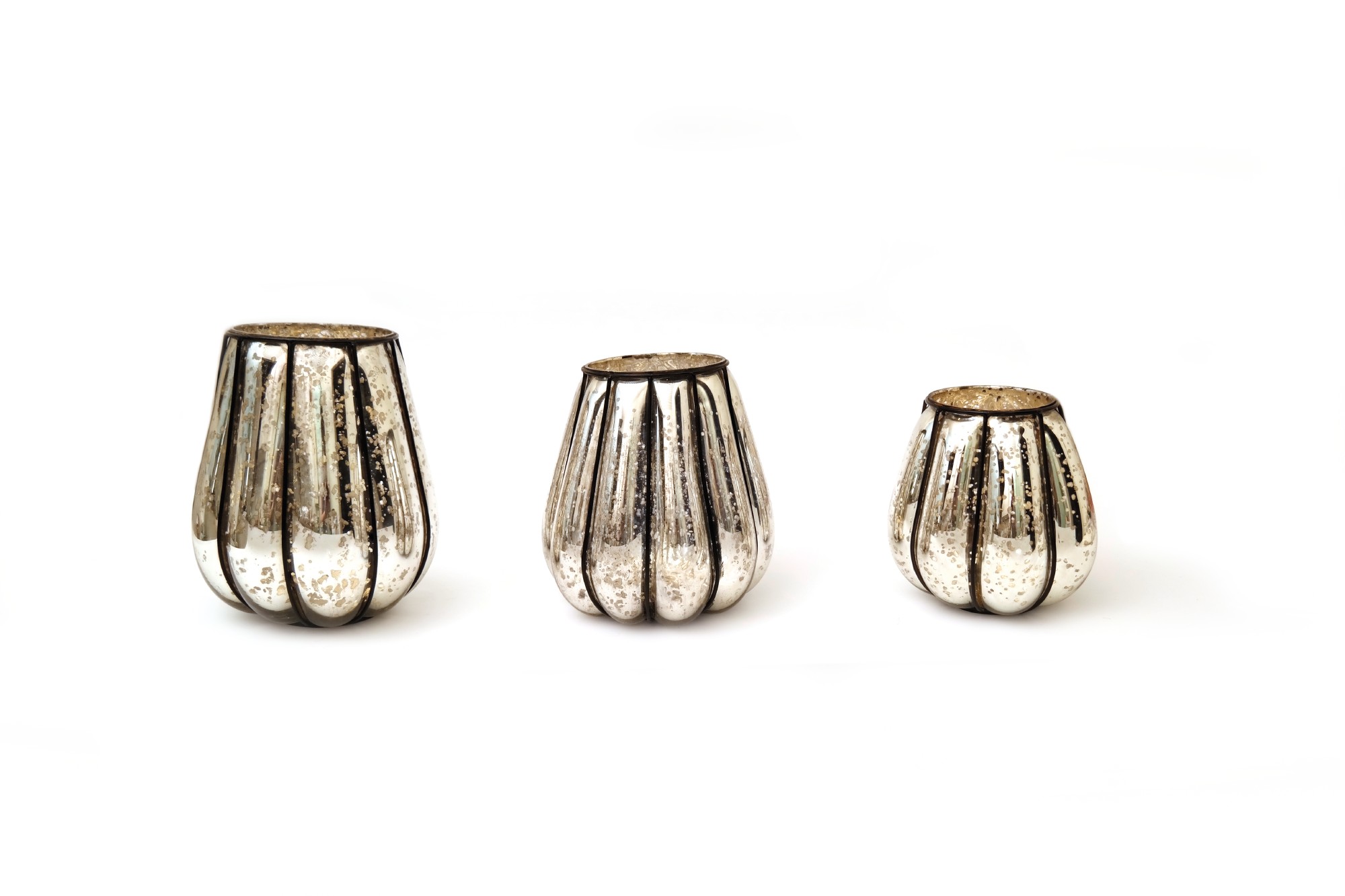 Windlicht 'Citrouille' mit Metallrahmen S, silber, Ø 14 cm, H 17 cm von fischer's lagerhaus