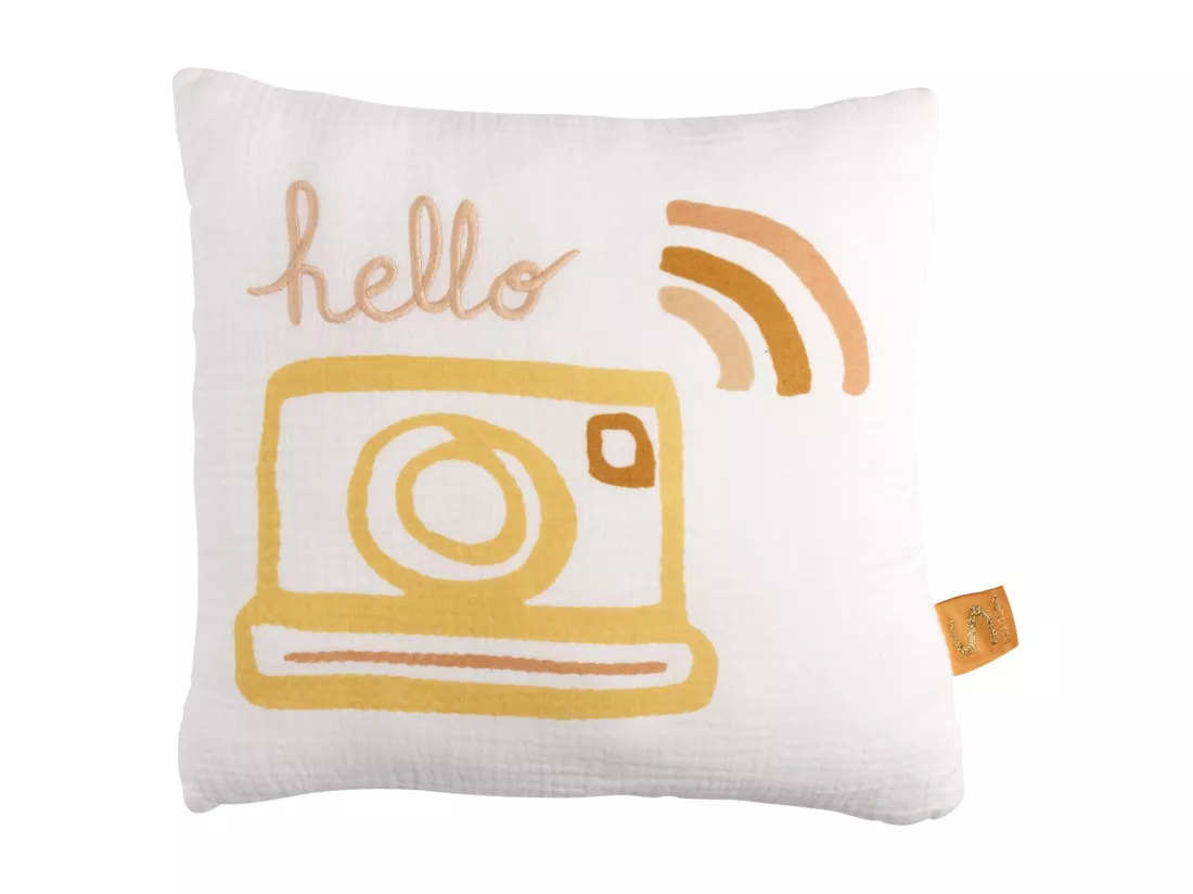 Coussin déco carré 25x25cm en coton blanc