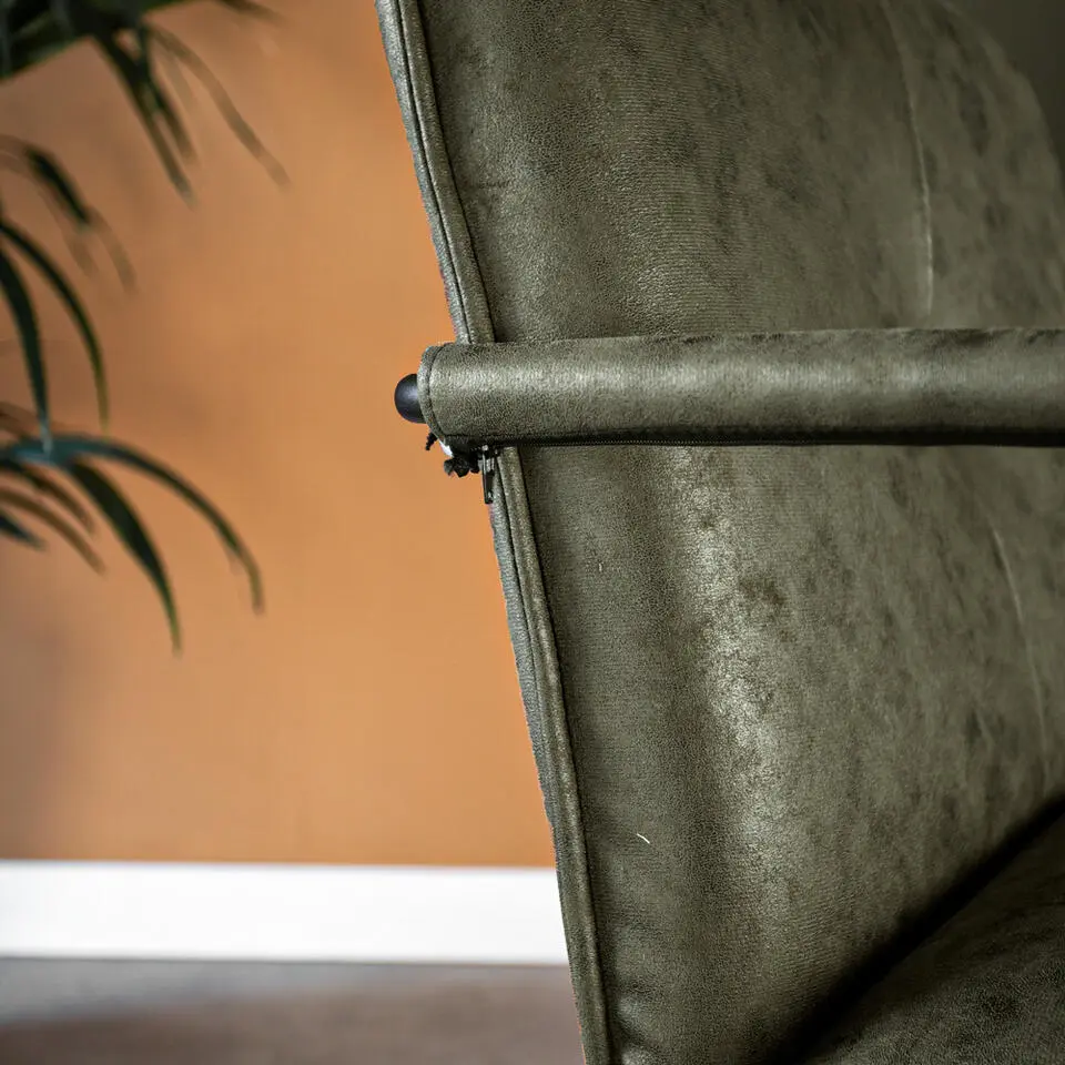 Industriële fauteuil Hailey groen ecoleder - Leder - Groen