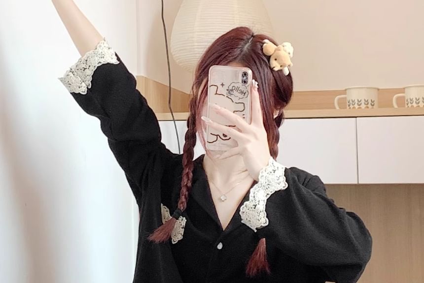 GOUB - Pyjamaset: top met lange mouwen en knoopjes + broek