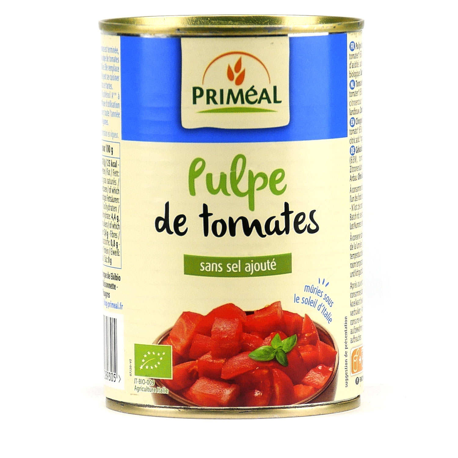 Pulpe de tomates bio sans sel ajouté