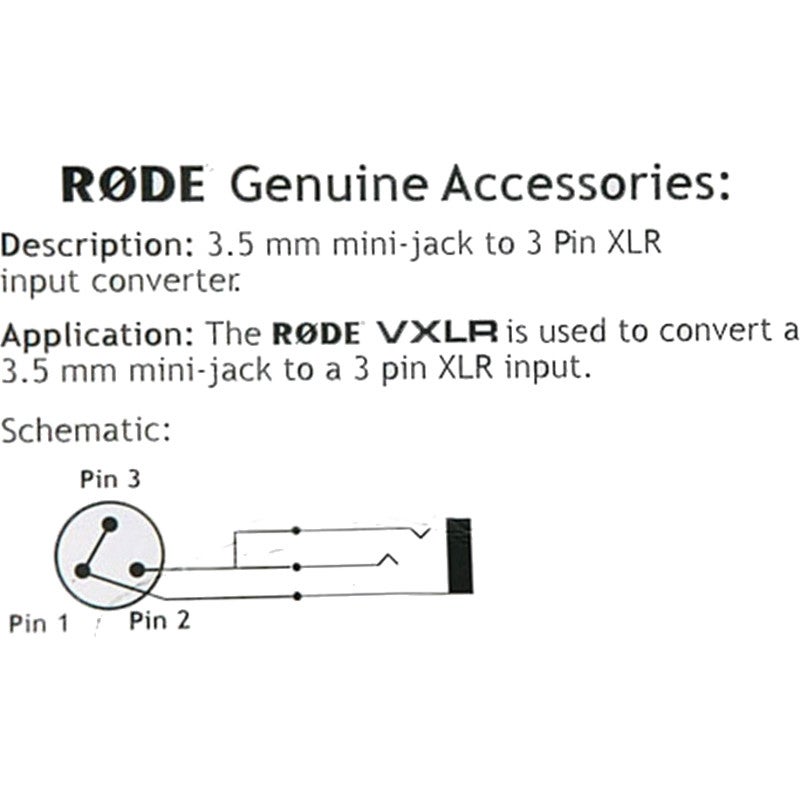 Rode VXLR verloopplug mini jack naar XLR