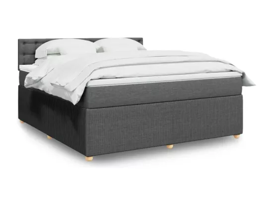 Sommier à lattes de lit avec matelas Gris foncé 180x200cm Tissu