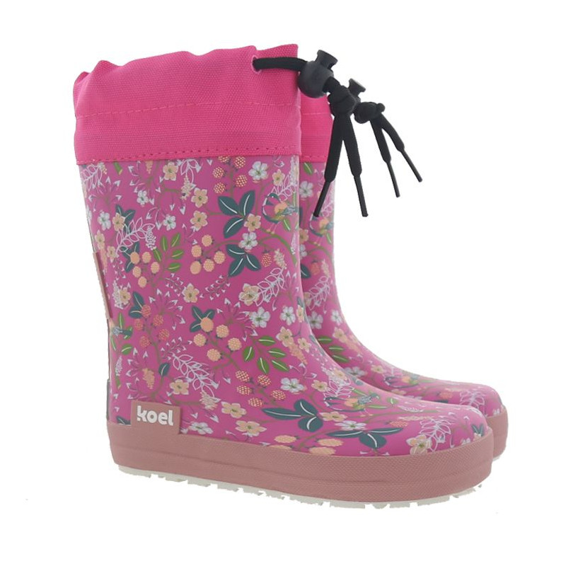 Koel Koel Wellie Fourrées Barefoot Flowers Fuchsia Lacets