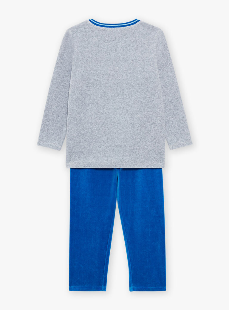 Ensemble pyjama gris chiné en velours thème Paris