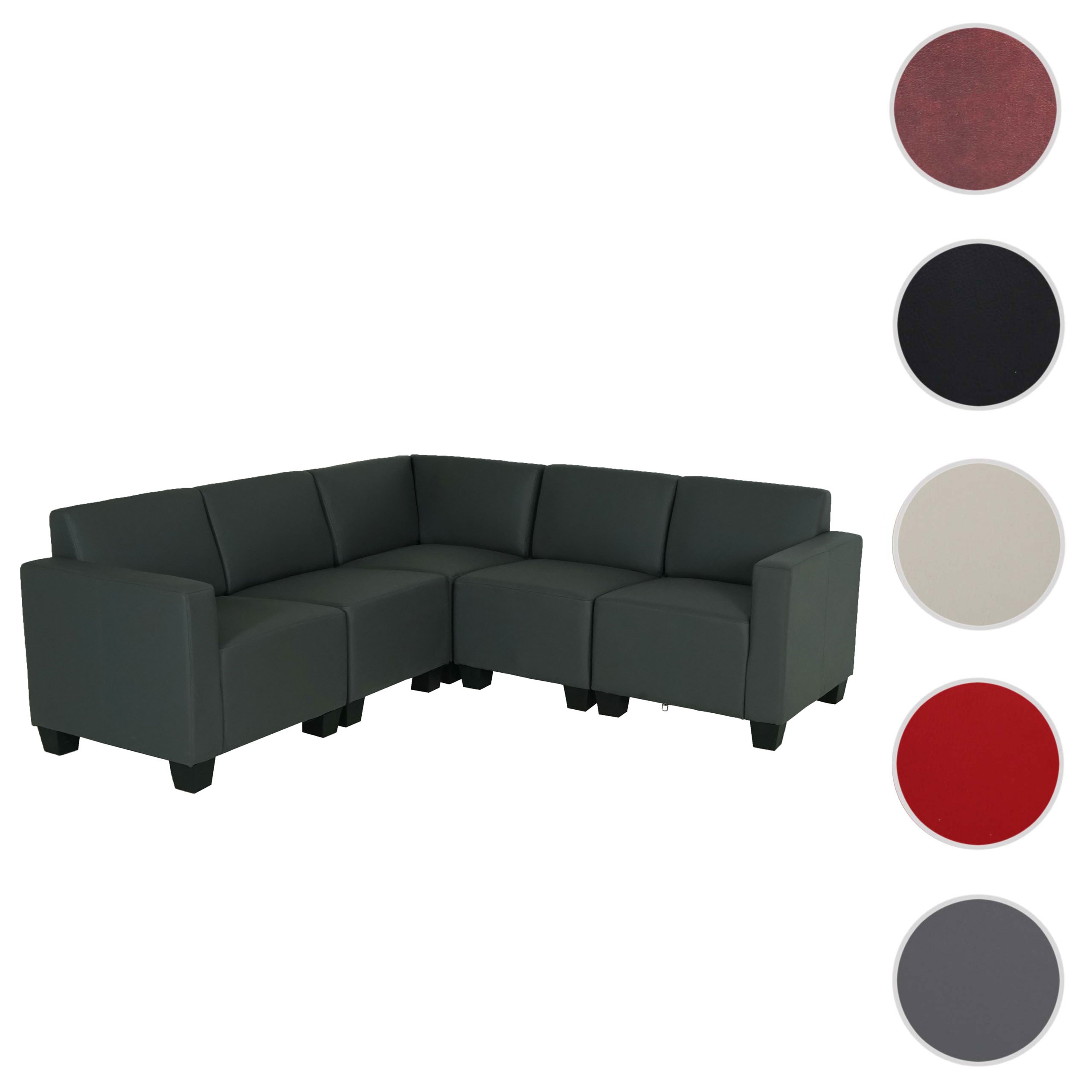 Modular Sofa-System Couch-Garnitur Moncalieri 5, Kunstleder ~ dunkelgrau