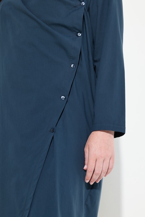 Longbluse, Wickeloptik, Kelchkragen, Langarm